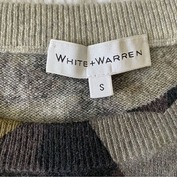 White + Warren 100% Cashmere Multicolored Star Print Crewneck Sweater Size S - Picture 5 of 7